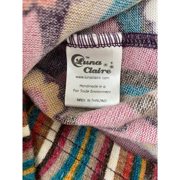 Luna Claire Women's S Purple Floral V-Neck Knit Dress Handmade in Thailand - Picture 6 of 7